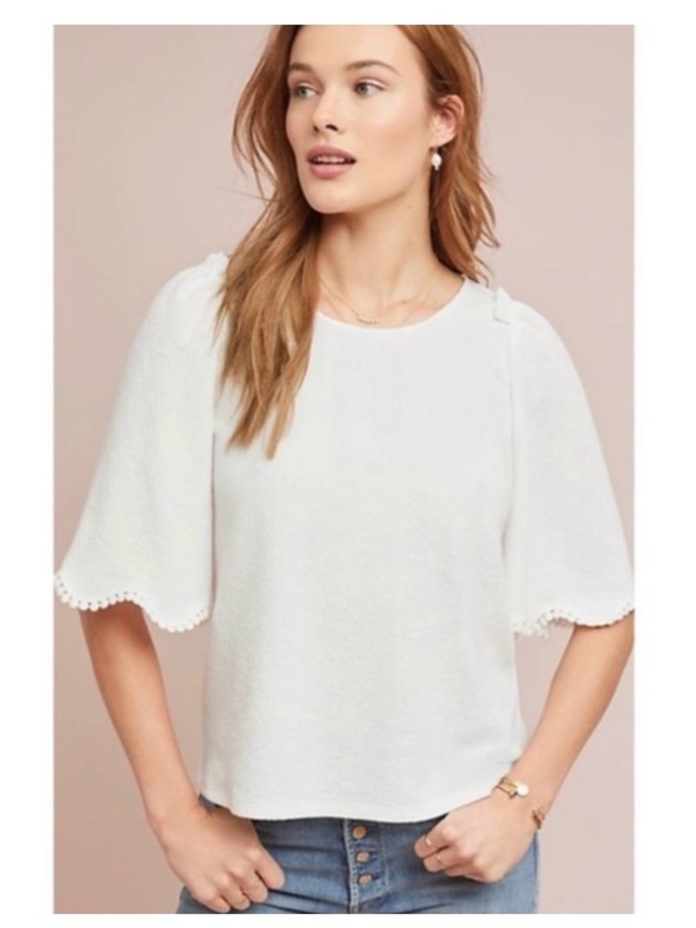 NWT Anthropologie Sunday in Brooklyn Astley Top! White with darling sleeves